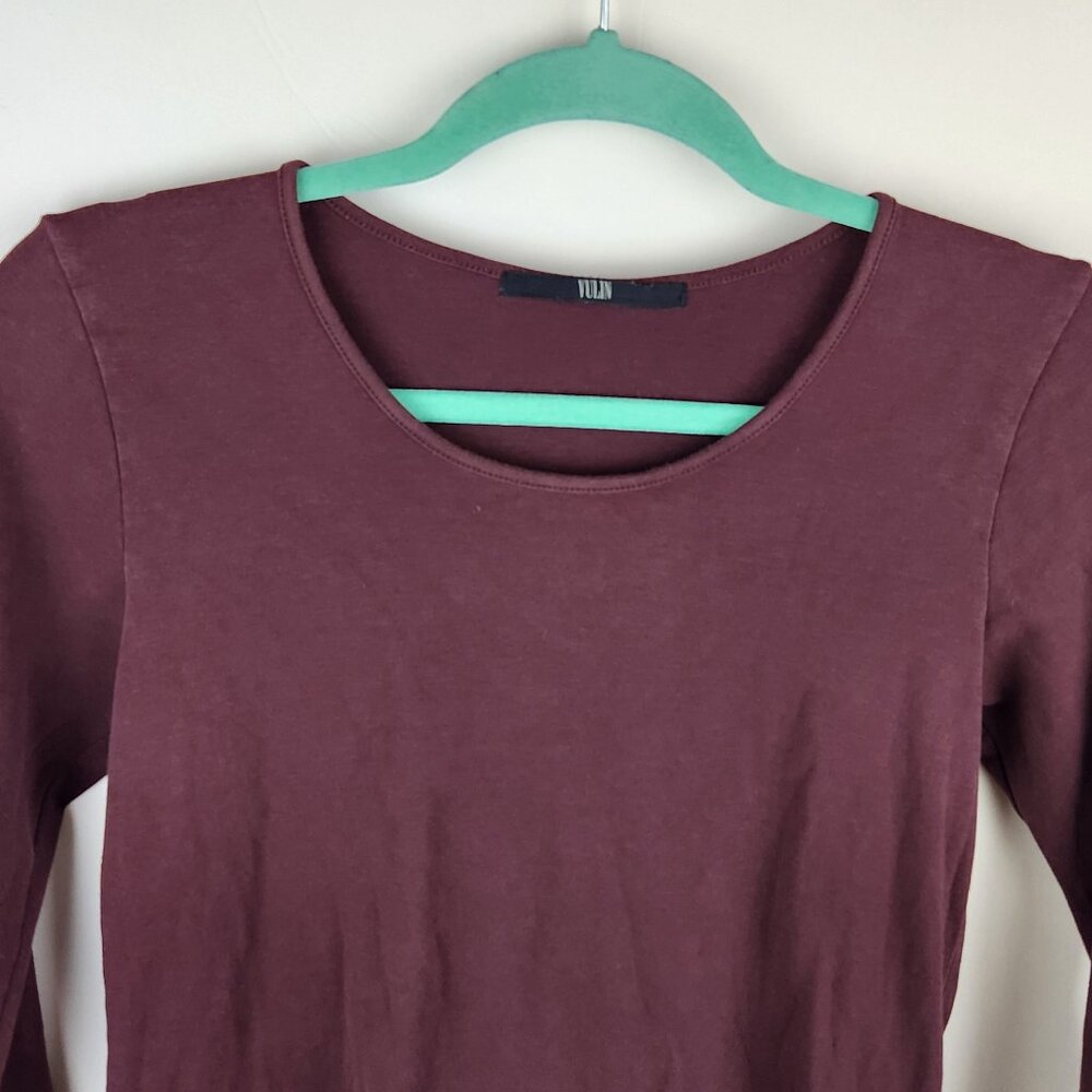 Vulin Peru Pima Cotton Soft Stretchy 3/4 Sleeve Top Burgundy sz 36/S - Picture 3 of 7